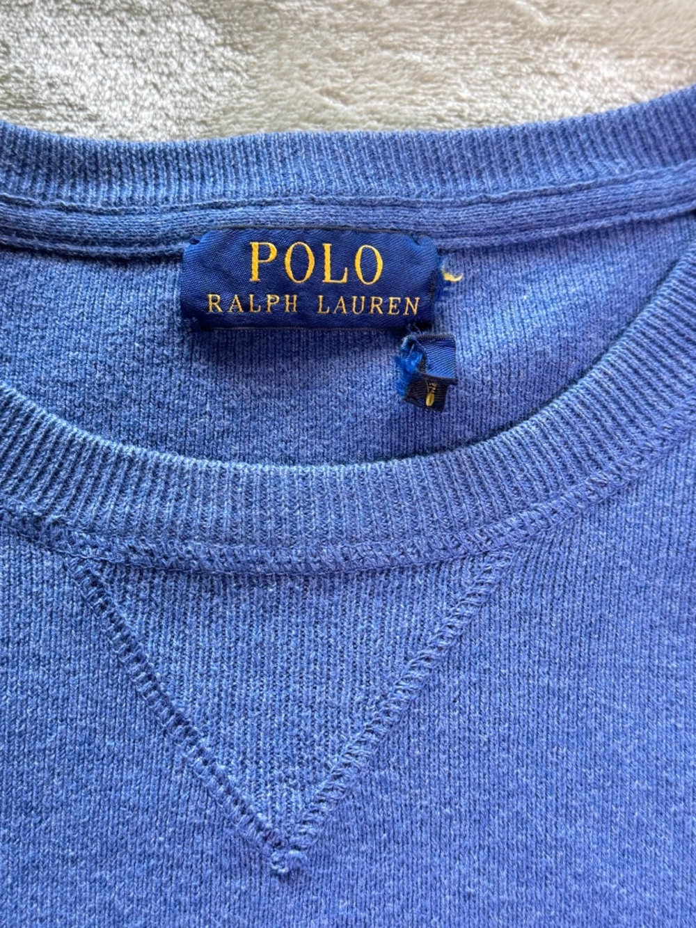 Polo Ralph Lauren Mens Large Blue 100% Cotton Crewneck Sweater Pony Pullover - Picture 5 of 9